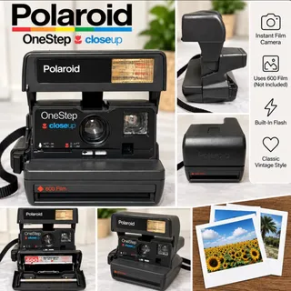 Photo of Vintage Polaroid OneStep Closeup 600 Instant Film Camera Built In Flash Untested