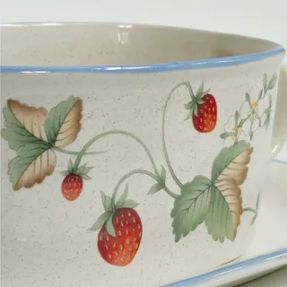 Photo of Vintage Savoir Vivre "Luscious" Gravy Boat with Underplate | 1980s Strawberries
