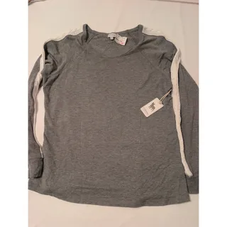 Photo of P.J. Salvage Gray Crewneck Long Sleeves Sweatshirt w/Cable Knit Accent NWT