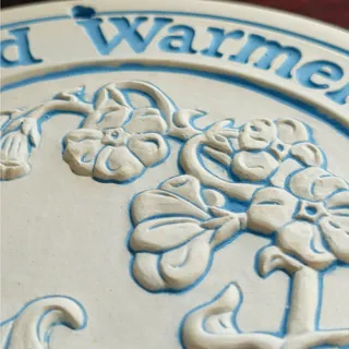 Photo of Vintage Stoneware Bread Warmer Trivet | 1980s Lynn Wilk Pottery Wall Hanging
