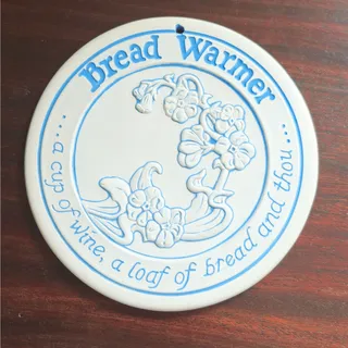 Photo of Vintage Stoneware Bread Warmer Trivet | 1980s Lynn Wilk Pottery Wall Hanging