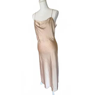 Photo of New Vince Gold Satin Slip Dress with Spaghetti Straps, Size 10