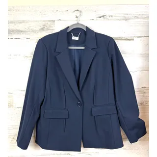 Photo of ECRU Womens M Navy Blue Single Breasted Tailored Blazer Jacket Workwear