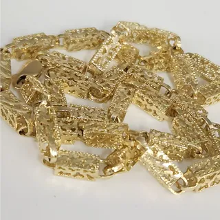 Photo of Vintage 10K Yellow Gold Textured Nugget 23g Necklace 21"