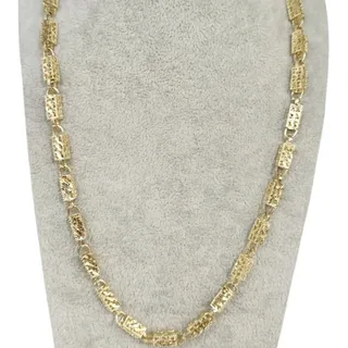 Photo of Vintage 10K Yellow Gold Textured Nugget 23g Necklace 21"