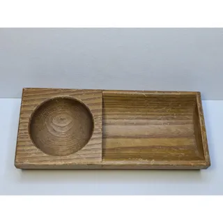 Photo of Wood Desk Organizer Catchall Tray With Round Recess 8 Inch