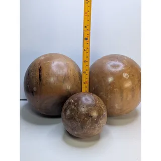 Photo of Vintage Wooden Balls Set of 3 RusticPrimitive Decor Large Wood Spheres