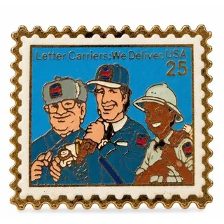 Photo of Vintage 1990 USPS Letter Carriers We Deliver 25 Cent Stamp Enamel Pin JG&A
