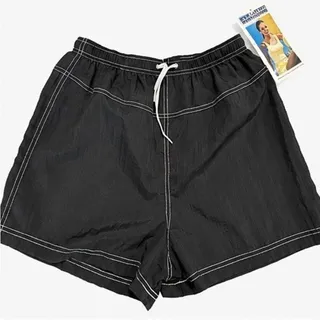 Photo of Vintage Jantzen Black Nylon Board Shorts Contrast Stitch Swim Trunks Large