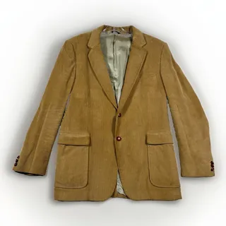 Photo of VTG Woodmere Corduroy Sport Coat Men 44L Tan Wide Wale Cotton Blazer