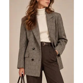 Photo of Rachel Zoe Womens Glen Plaid Double Breasted Blazer M Preppy Old Money Academia