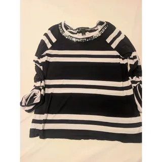 Photo of INC Women’s Black & White Top Embellished Center Front XL, Elegant Bling