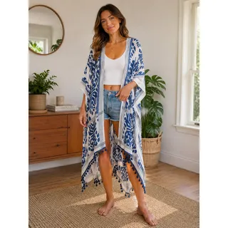 Photo of Breezy Lane Women's OS Kimono Boho Flowy Multicolor Beach Open Shawl Cover Up
