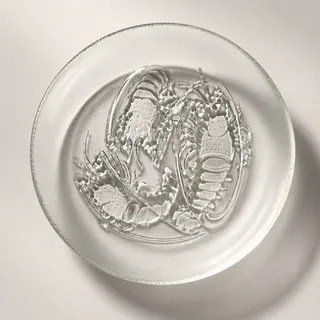 Photo of Vintage Pasari 9" Pressed Glass Plate | 1970s Shrimp Lobster Crawfish | Mulitple