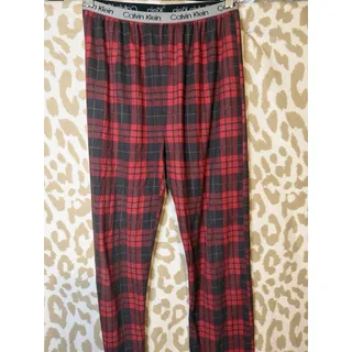 Photo of Calvin Klein Boy’s XL Red/Black Plaid Pajama Pants Logo Knit Cotton/Poly