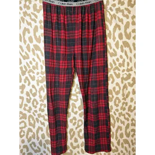 Photo of Calvin Klein Boy’s XL Red/Black Plaid Pajama Pants Logo Knit Cotton/Poly