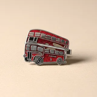 Photo of Vintage Red Double Decker Bus Brooch | 1980s Glitter Enamel London Bus Pin