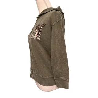 Photo of NWT Pastel Palette 100% Cotton Olive Green Hoodied Sweatshirt Unisex Kids Large
