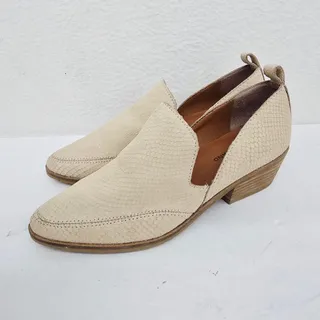 Photo of Lucky Brand Mahzan Snakeskin Booties Mules Leather Tan Cream 7