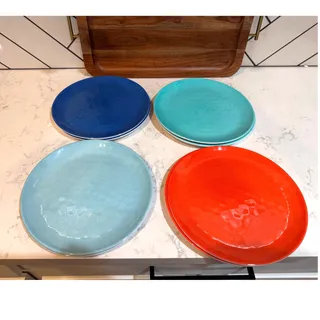 Photo of Pandex Sealife Melamine Dinner plate Set x8 shatter-resistant hammered texture