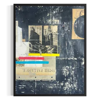 Photo of Original Mixed Media Modern Art Collage Painting 18x24 "Palladium" Signed