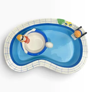 Photo of FCW Ceramic Swimming Pool Chip and Dip Set Novelty Summer Party Serving Tray