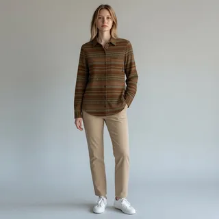 Photo of Levitate Cozy Knit Shirt NWT Women's Sz S Saddleback Striped Organic Cotton