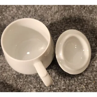 Photo of Vintage White Ceramic Lidded Teacups and Saucer Set of 2 Cups Lids Saucer Japan