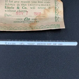 Photo of 1946 Eisele Mercury Thermometer with Certificate Vintage Medical Antique Clinical Fever Thermometer Oddities Decor Gift for Doctor