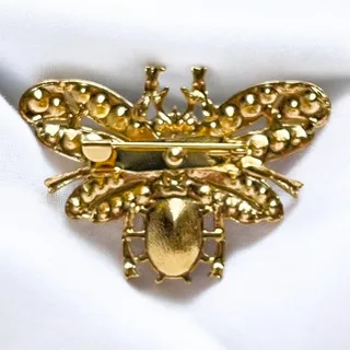 Photo of  Volcano Sunset Czech Crystal Bee Brooch w/Pink, White, Black Crystal Accents