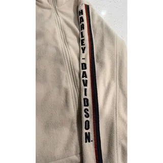 Photo of Vintage Harley-Davidson Women’s XL Cream Fleece Jacket Spell Out Sleeve Full Zip