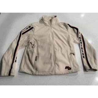 Photo of Vintage Harley-Davidson Women’s XL Cream Fleece Jacket Spell Out Sleeve Full Zip
