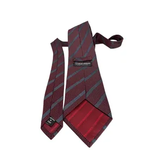 Photo of Georgio Armani classico tie 100% silk stripe burgundy gray polka dot Italy