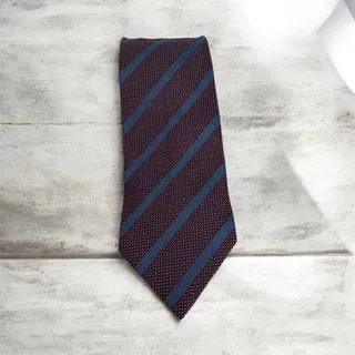 Photo of Georgio Armani classico tie 100% silk stripe burgundy gray polka dot Italy