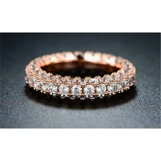 Photo of Womens 3 Row Cubic Zirconia Eternity Band Rose Gold Plated Ring Size 9