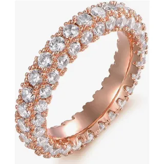 Photo of Womens 3 Row Cubic Zirconia Eternity Band Rose Gold Plated Ring Size 9
