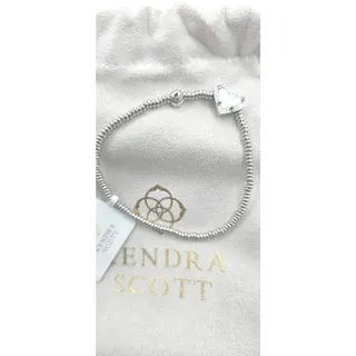 Photo of Kendra Scott Ari Heart Stretch Bracelet Silver tone, Ivory Mother of Pearl stone