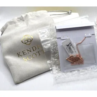 Photo of Kendra Scott Ari Heart Pendant Necklace Pink Druzy Rose Gold Tone 15-17in - New