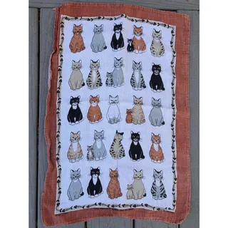Photo of Vintage Tea Towel, Cat Print, Irish Linen, Cats Arrived by Ulster Weavers
