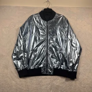 Photo of Sean John Metallic Blue Bomber Jacket Mens XL NWT Shiny Iridescent Flight Coat