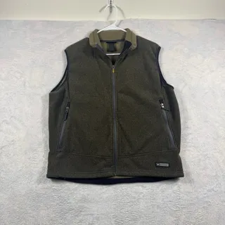 Photo of REI Fleece Vest Mens L XL Olive Green Full Zip Sherpa Hiking Outdoor Gorpcore