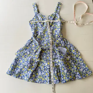 Photo of Vineyard Vines Pop Tile Otomi Fit & Flare Dress Size 2 Blue Yellow