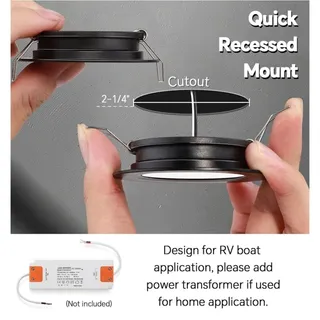 Photo of acegoo 12V LED RV Puck Lights 6 Pack 2.75" Dimmable 3000K Recessed Ceiling Black