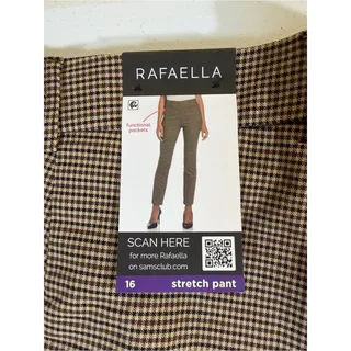 Photo of Rafaella Stretch Ankle Pants Size 16  Brown Houndstooth Pull-On Career Pants NWT