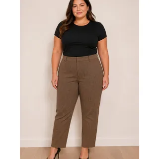 Photo of Rafaella Stretch Ankle Pants Size 16  Brown Houndstooth Pull-On Career Pants NWT