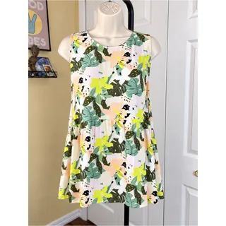 Photo of LOFT Tropical Floral Peplum Top Medium Sleeveless Rayon Green