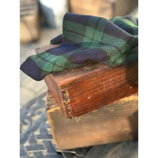 Photo of Black Watch Tartan Plaid Scarf Navy Green Fringe Preppy