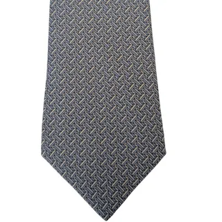 Photo of Vintage Hermès 100% Silk Men's Blue Tie With Multicolor Geometric Designs