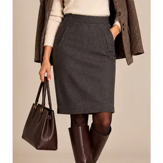 Photo of J.Crew Womens Felted Wool Pencil Skirt Size 0 Gray Work Career Quiet Luxury 