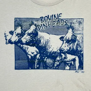 Photo of Vintage 1988 Bovine Pinheads Smoking Cows Punk Rock Tee